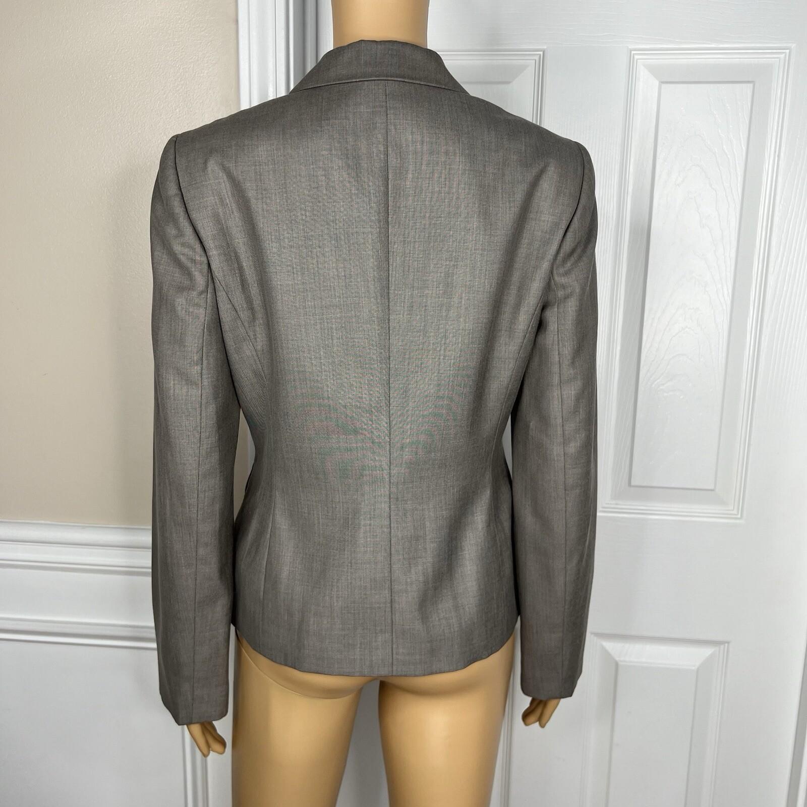Nine West Women Polyester Rayon Pant Suit 6 Gray Lined Notch Collar Career 2PC