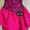 Mike Benet Polyester Prom Dress Size 8 Vintage Fuchsia Sequin Strapless Ruffle