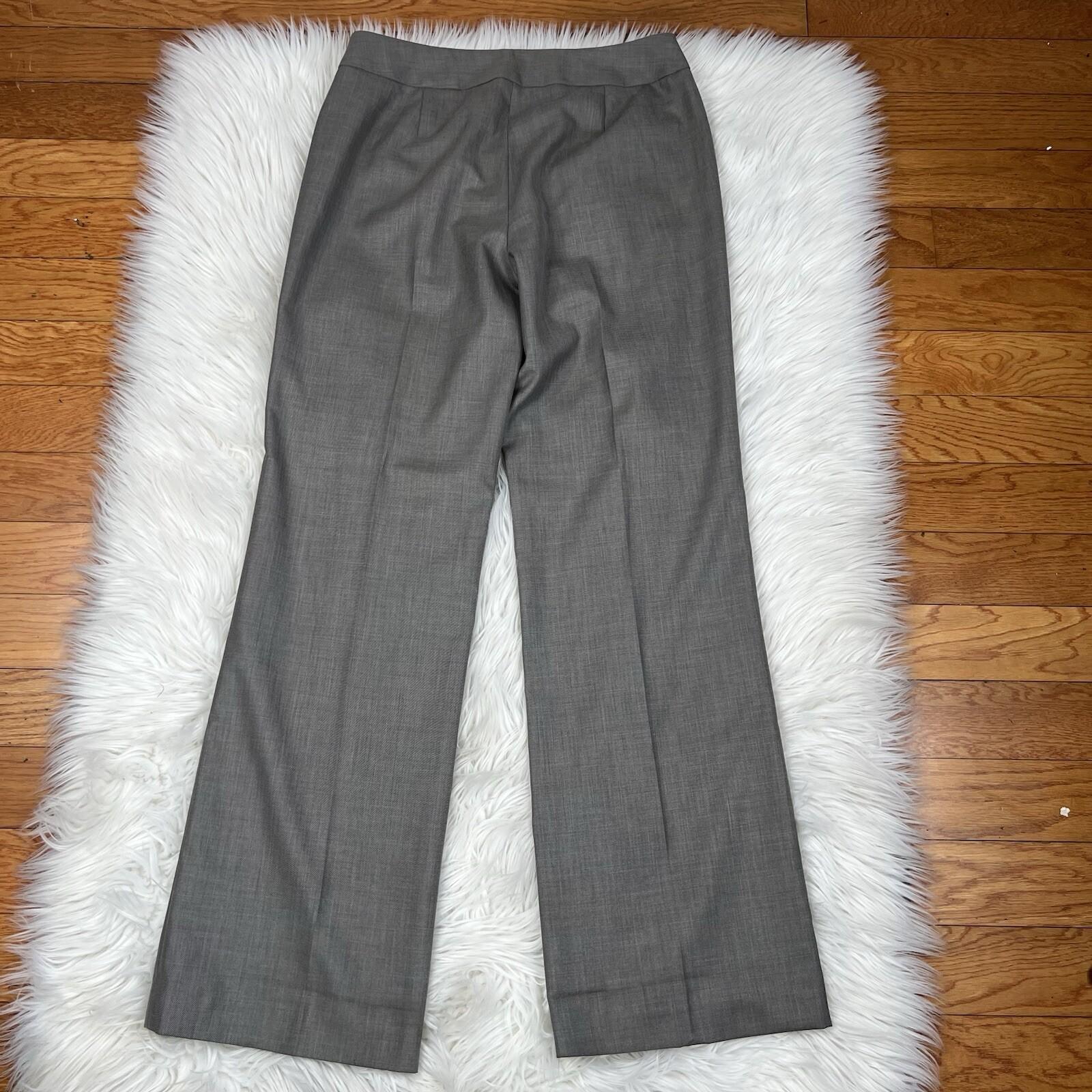 Nine West Women Polyester Rayon Pant Suit 6 Gray Lined Notch Collar Career 2PC