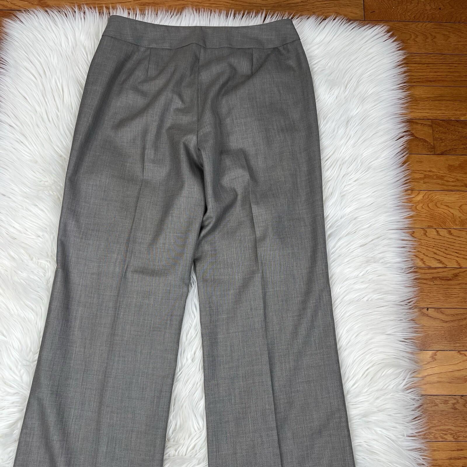 Nine West Women Polyester Rayon Pant Suit 6 Gray Lined Notch Collar Career 2PC