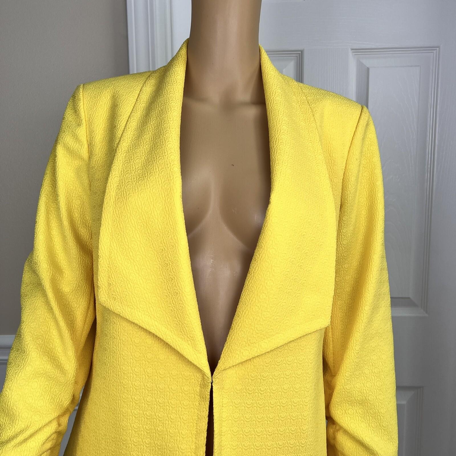 New KASPER Women Yellow Polyester Shawl Collar Blazer Size 8 MSRP 9
