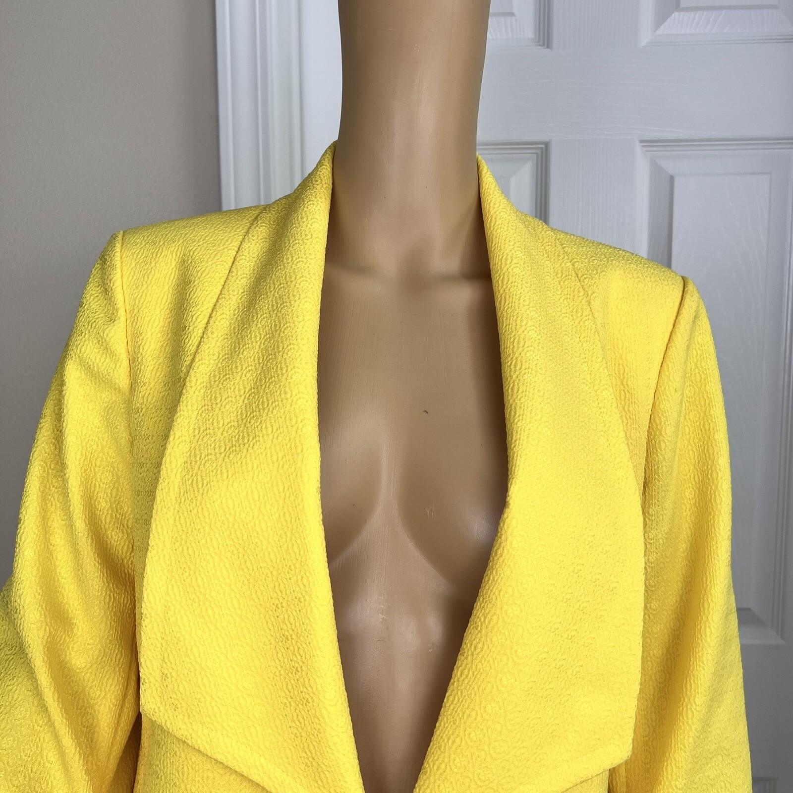 New KASPER Women Yellow Polyester Shawl Collar Blazer Size 8 MSRP 9