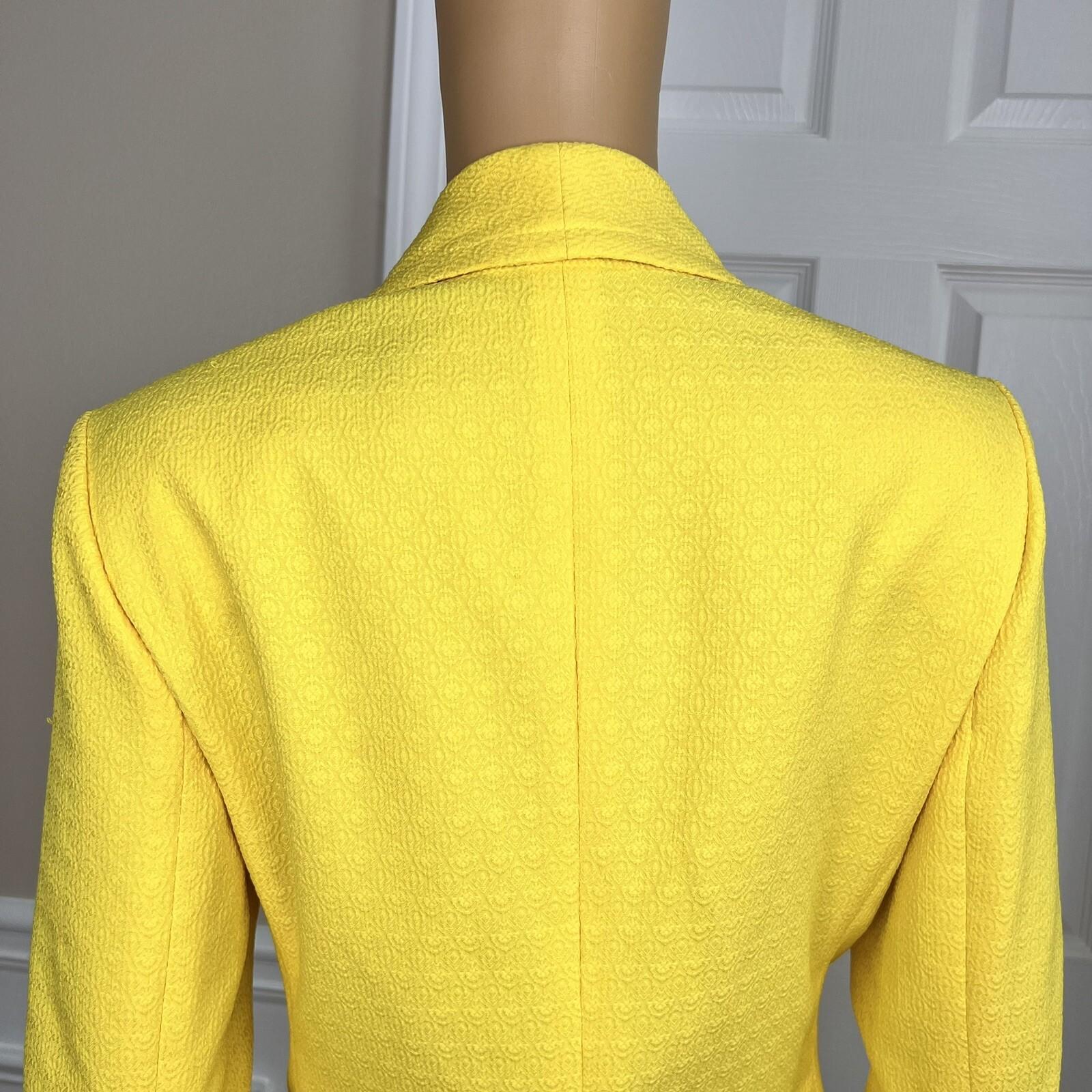 New KASPER Women Yellow Polyester Shawl Collar Blazer Size 8 MSRP 9