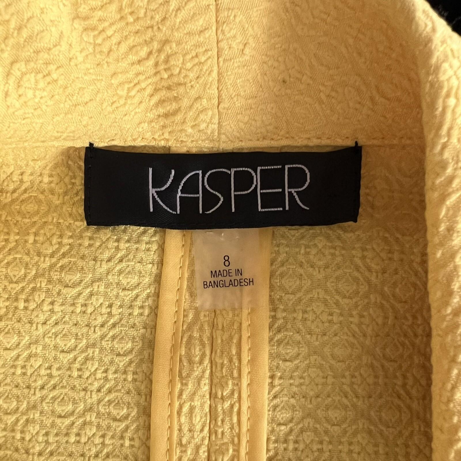 New KASPER Women Yellow Polyester Shawl Collar Blazer Size 8 MSRP 9