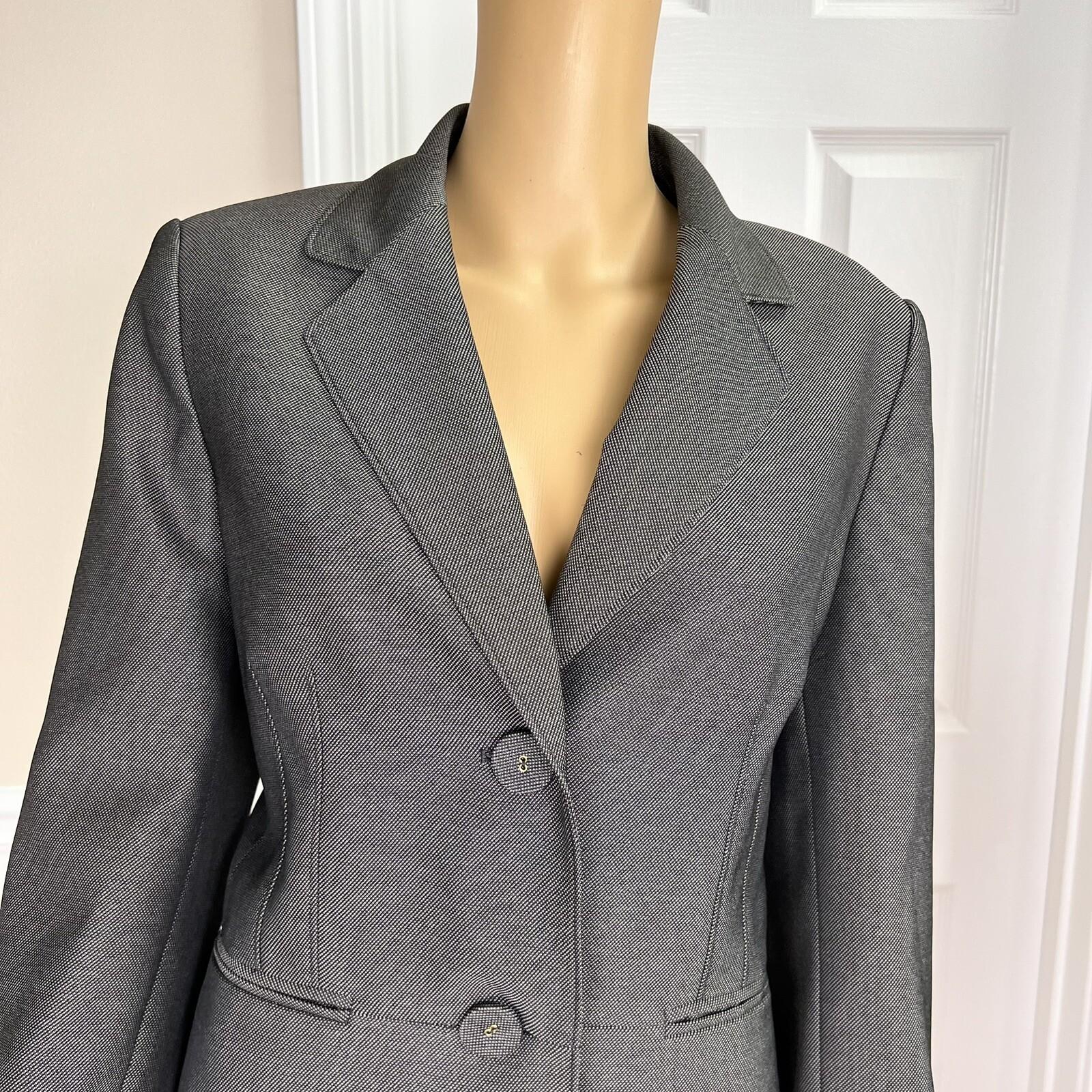 Le Suit Polyester Blazer Suit Suit Size 10 Gray Notch Collar Lined Pockets 1PC