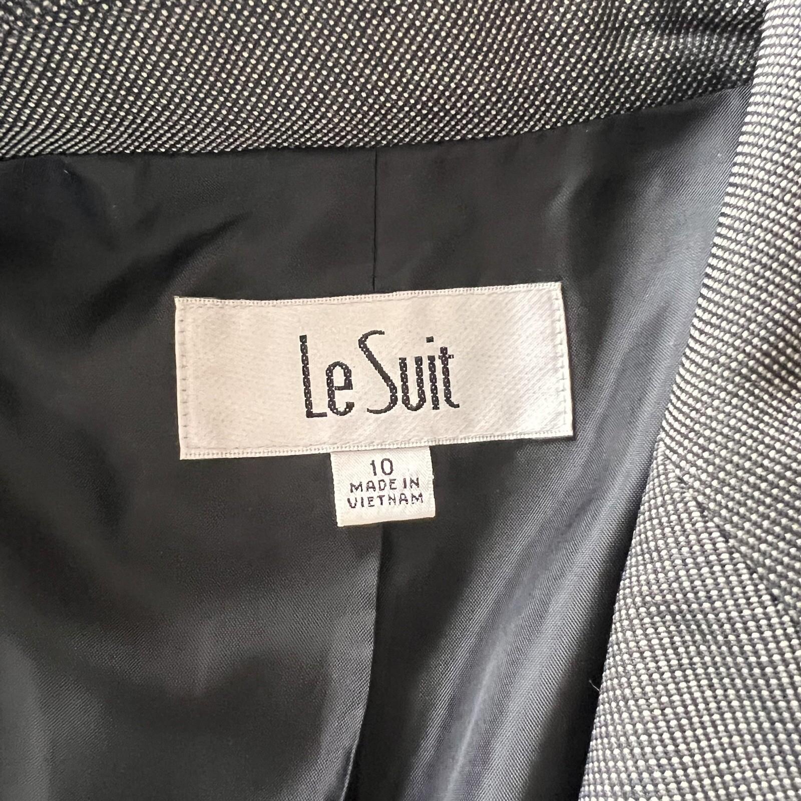 Le Suit Polyester Blazer Suit Suit Size 10 Gray Notch Collar Lined Pockets 1PC