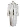 KASPER Women 2PC Off White Black Linen Viscose Belted Dress Suit Size 8