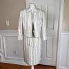 KASPER Women 2PC Off White Black Linen Viscose Belted Dress Suit Size 8
