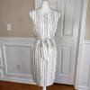 KASPER Women 2PC Off White Black Linen Viscose Belted Dress Suit Size 8