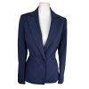 New LIZ CLAIBORNE Women Dark Blue Striped Polyester Rayon Lined Blazer Size 8