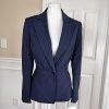 New LIZ CLAIBORNE Women Dark Blue Striped Polyester Rayon Lined Blazer Size 8