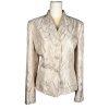 Le Suit Polyester Blazer Size 8 Beige Shiny Lined Stand Up Collar 1PC Geometric