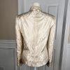Le Suit Polyester Blazer Size 8 Beige Shiny Lined Stand Up Collar 1PC Geometric