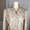Le Suit Polyester Blazer Size 8 Beige Shiny Lined Stand Up Collar 1PC Geometric
