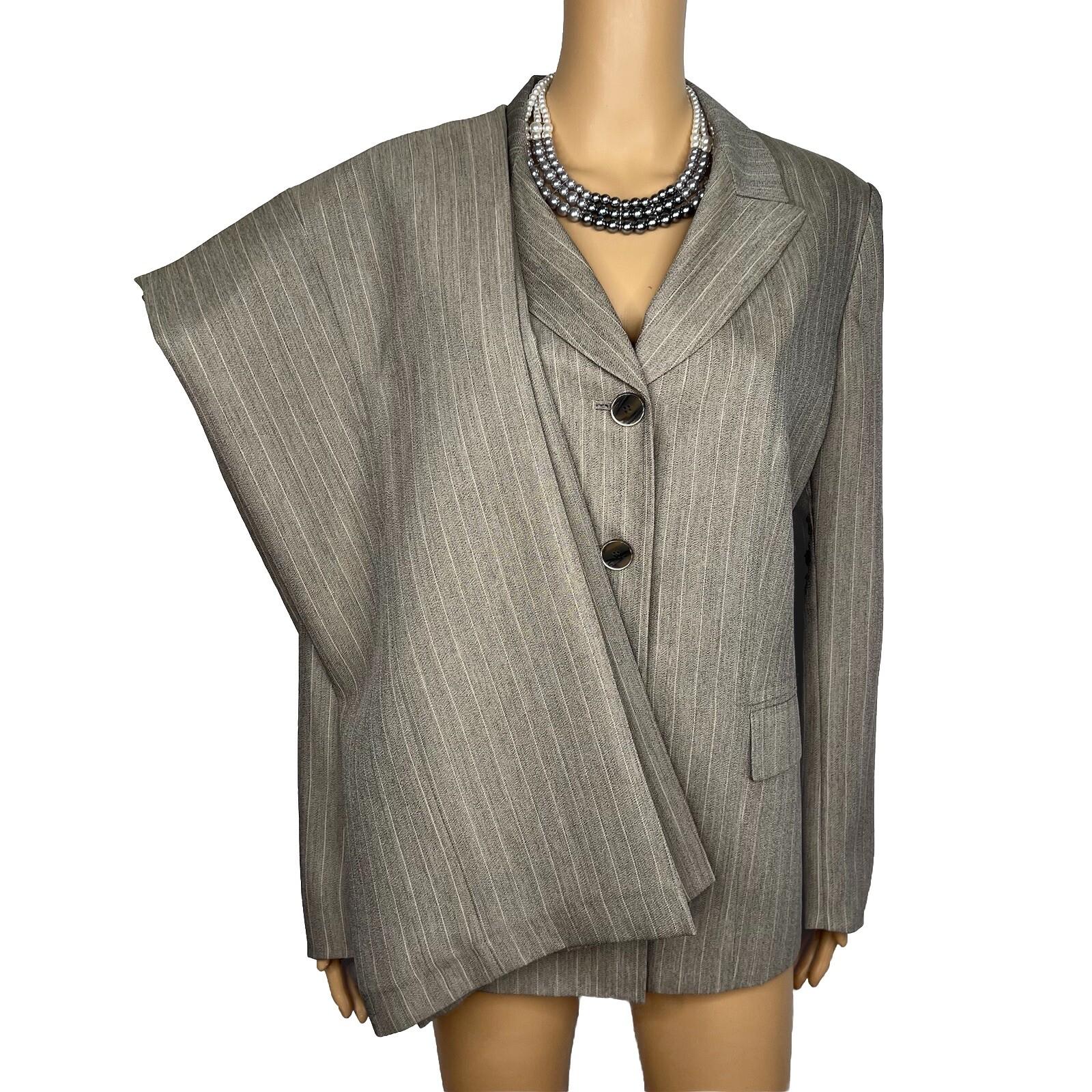 Collections For le Suit Polyester Pant Suit 14 Taupe Striped Peak Collar 2PC