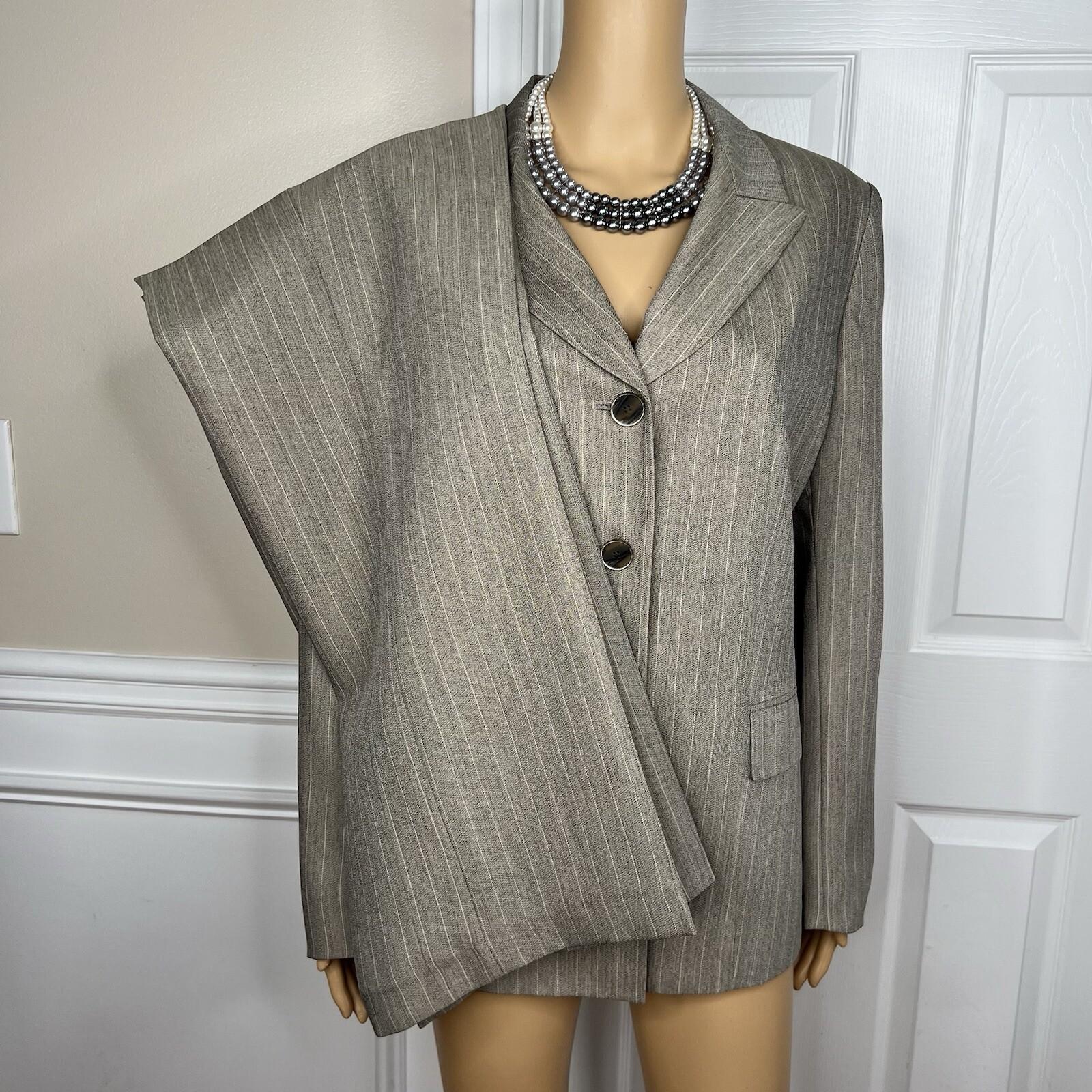 Collections For le Suit Polyester Pant Suit 14 Taupe Striped Peak Collar 2PC
