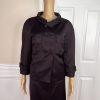 Anne Klein Polyester Wool Skirt Suit Size 8 Plum Double Breasted 3/4 Sleeves 2PC