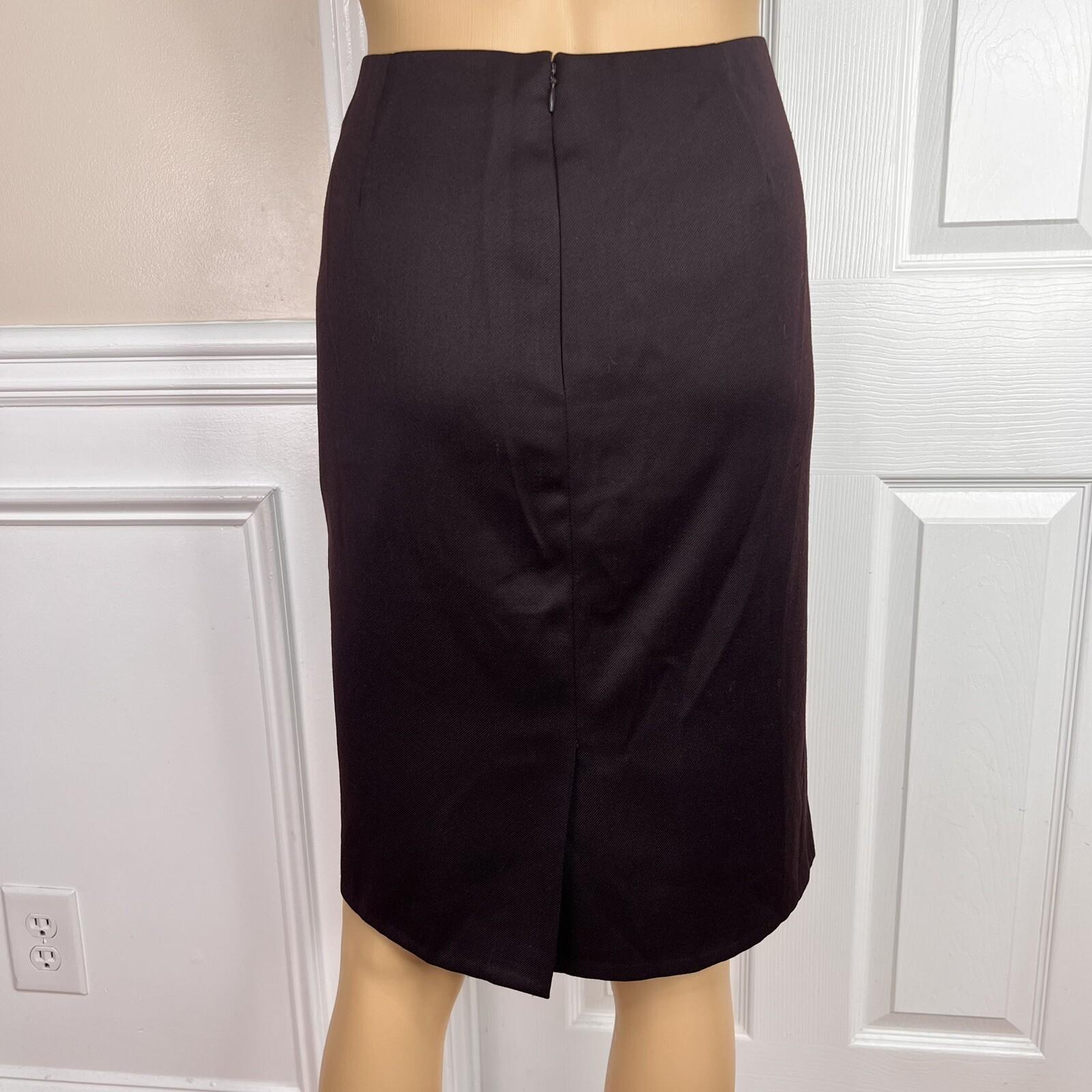 Anne Klein Polyester Wool Skirt Suit Size 8 Plum Double Breasted 3/4 Sleeves 2PC