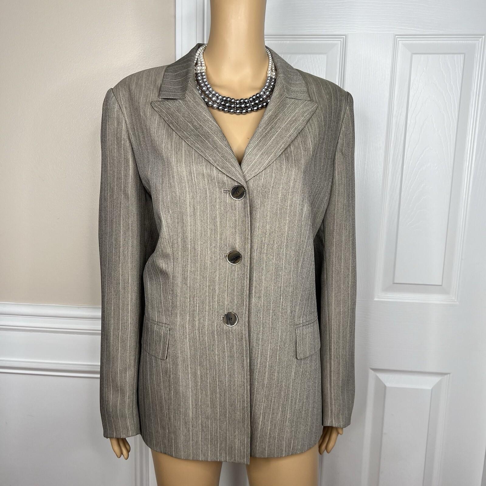 Collections For le Suit Polyester Pant Suit 14 Taupe Striped Peak Collar 2PC