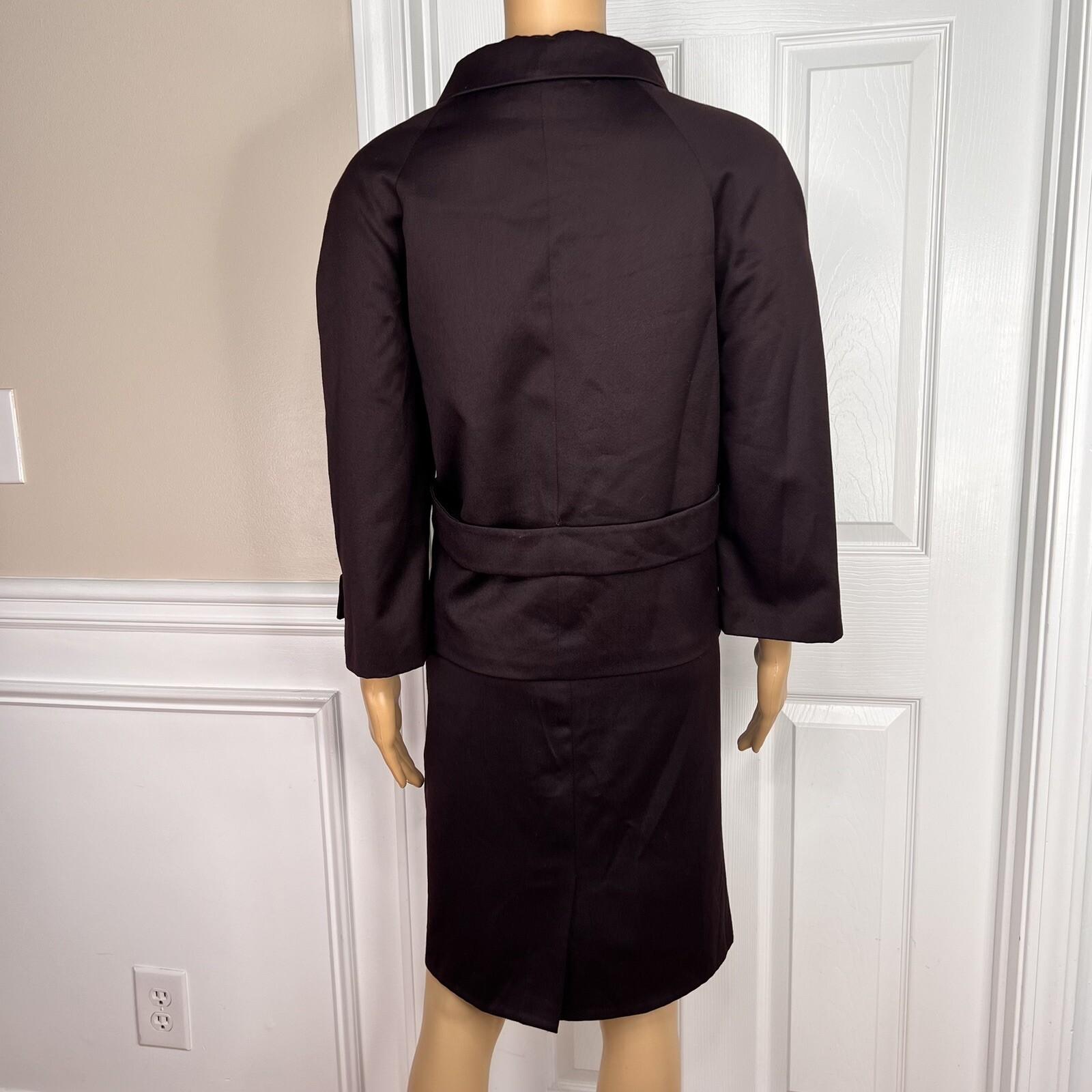 Anne Klein Polyester Wool Skirt Suit Size 8 Plum Double Breasted 3/4 Sleeves 2PC