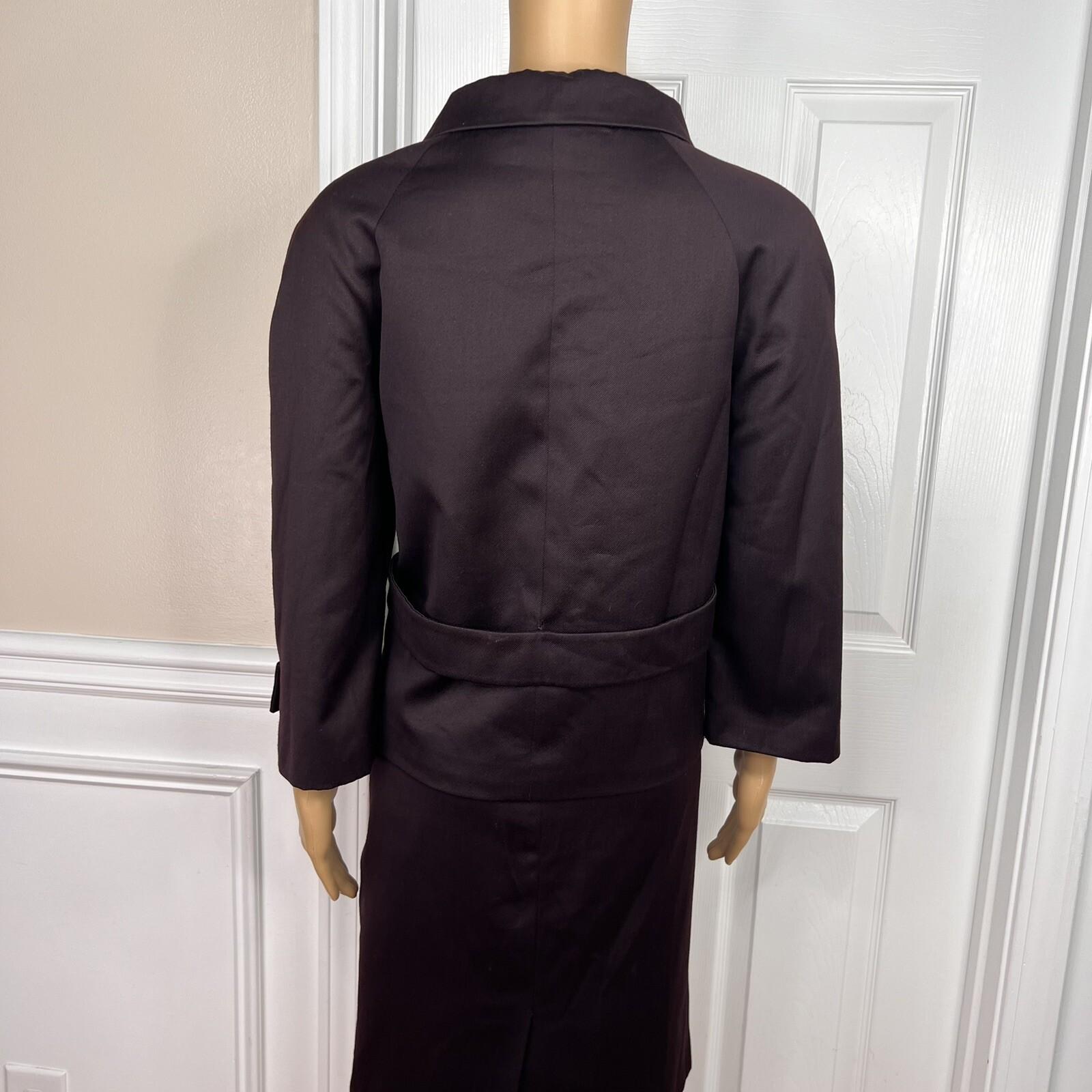 Anne Klein Polyester Wool Skirt Suit Size 8 Plum Double Breasted 3/4 Sleeves 2PC