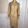 JONES WEAR 2PC Caramel Polyester Lined Notch Collar 3/4 Sleeves Skirt Suit SZ 16