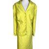 New EMILY 2PC Celery Polyester Ruffle Notch Collar Skirt Suit Size 20W MSRP 0