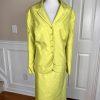 New EMILY 2PC Celery Polyester Ruffle Notch Collar Skirt Suit Size 20W MSRP 0