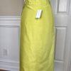 New EMILY 2PC Celery Polyester Ruffle Notch Collar Skirt Suit Size 20W MSRP 0