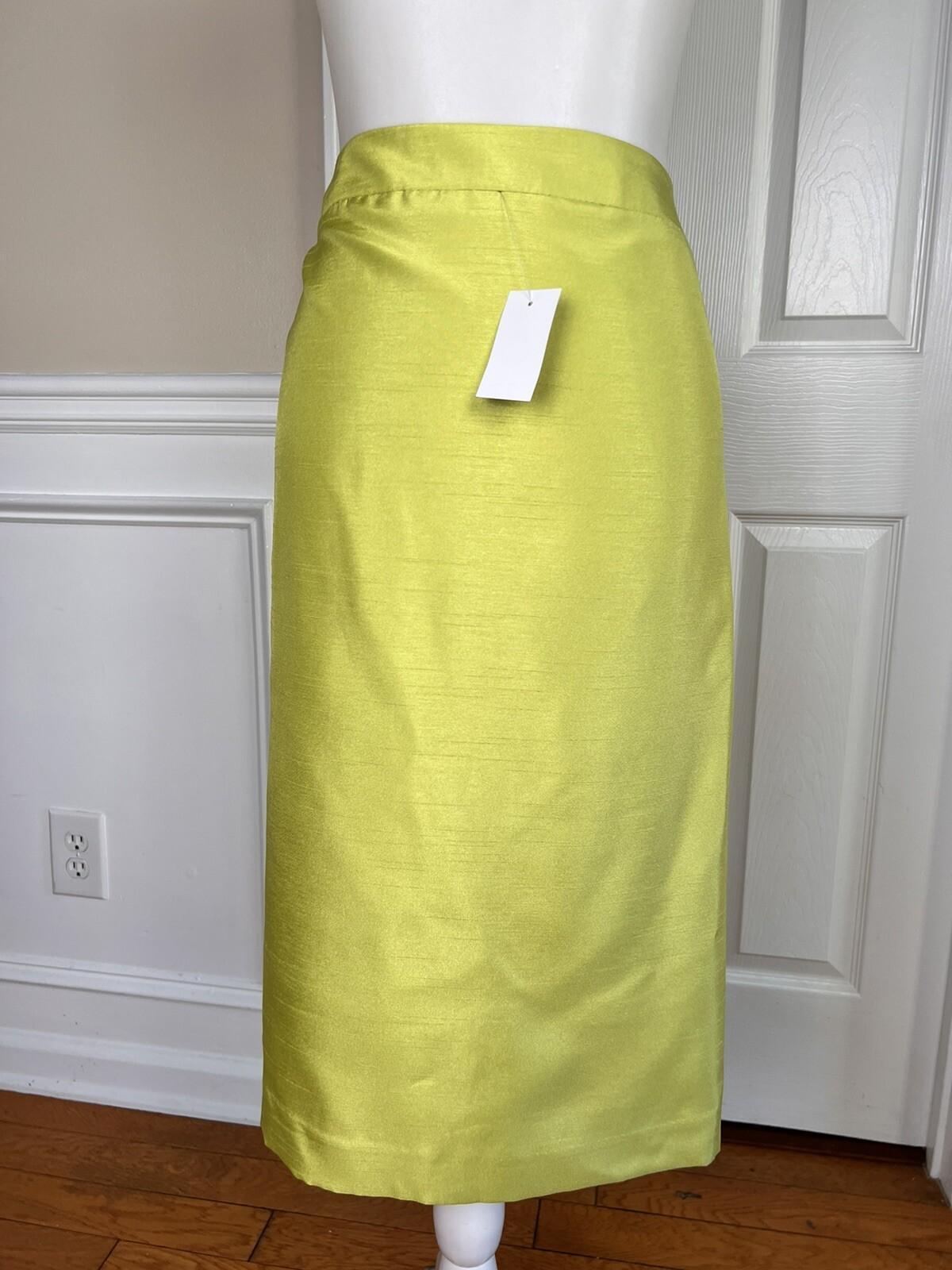 New EMILY 2PC Celery Polyester Ruffle Notch Collar Skirt Suit Size 20W MSRP 0