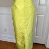 New EMILY 2PC Celery Polyester Ruffle Notch Collar Skirt Suit Size 20W MSRP 0