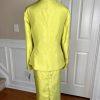 New EMILY 2PC Celery Polyester Ruffle Notch Collar Skirt Suit Size 20W MSRP 0