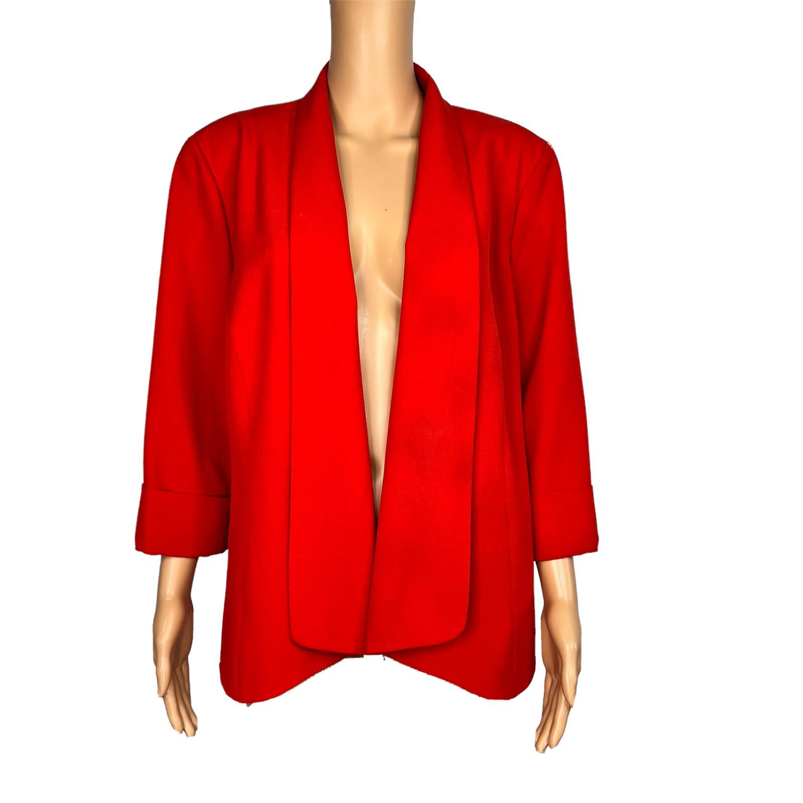 Jones Studio Women Polyester Spandex Blazer Size 16W Orange Lined Open Front 1PC