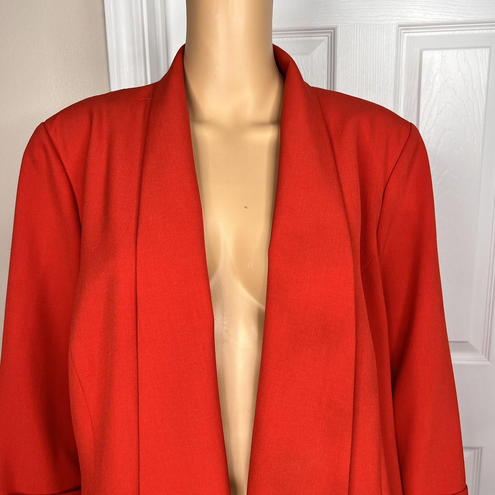 Jones Studio Women Polyester Spandex Blazer Size 16W Orange Lined Open Front 1PC