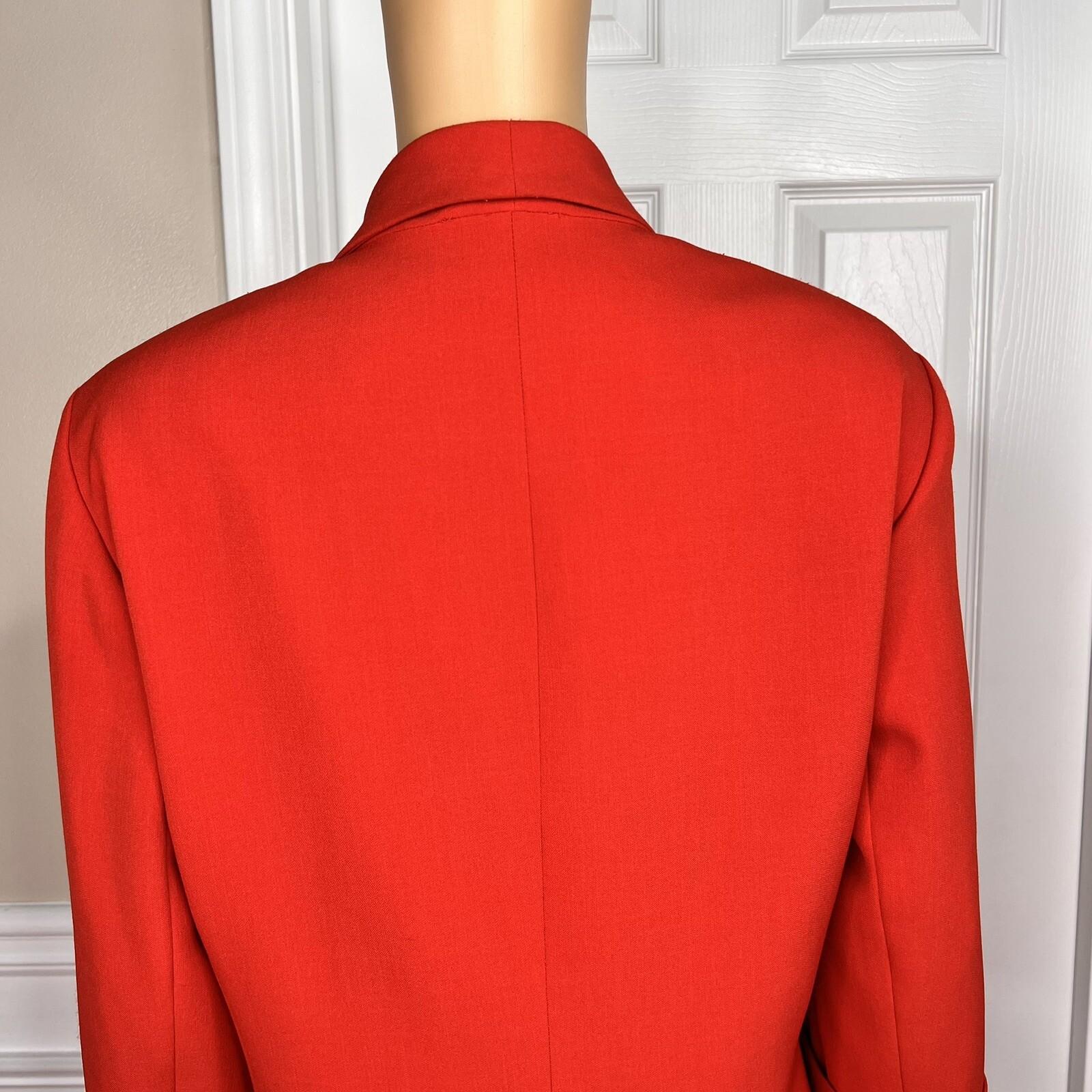 Jones Studio Women Polyester Spandex Blazer Size 16W Orange Lined Open Front 1PC