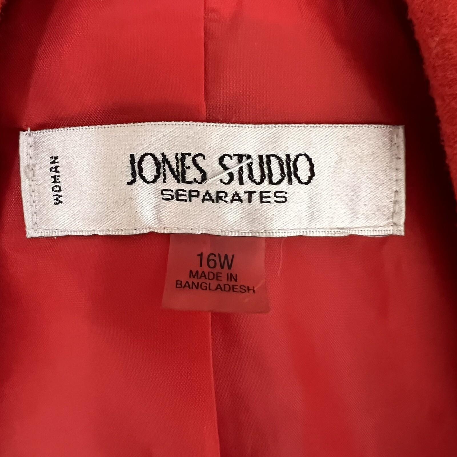 Jones Studio Women Polyester Spandex Blazer Size 16W Orange Lined Open Front 1PC