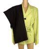 10-8676.jpg Suit Studio Women Polyester Pant Suit Size 18 Green Brown Belted Peak Collar 2PC