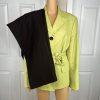 10-8677.jpg Suit Studio Women Polyester Pant Suit Size 18 Green Brown Belted Peak Collar 2PC