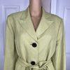 10-8679.jpg Suit Studio Women Polyester Pant Suit Size 18 Green Brown Belted Peak Collar 2PC