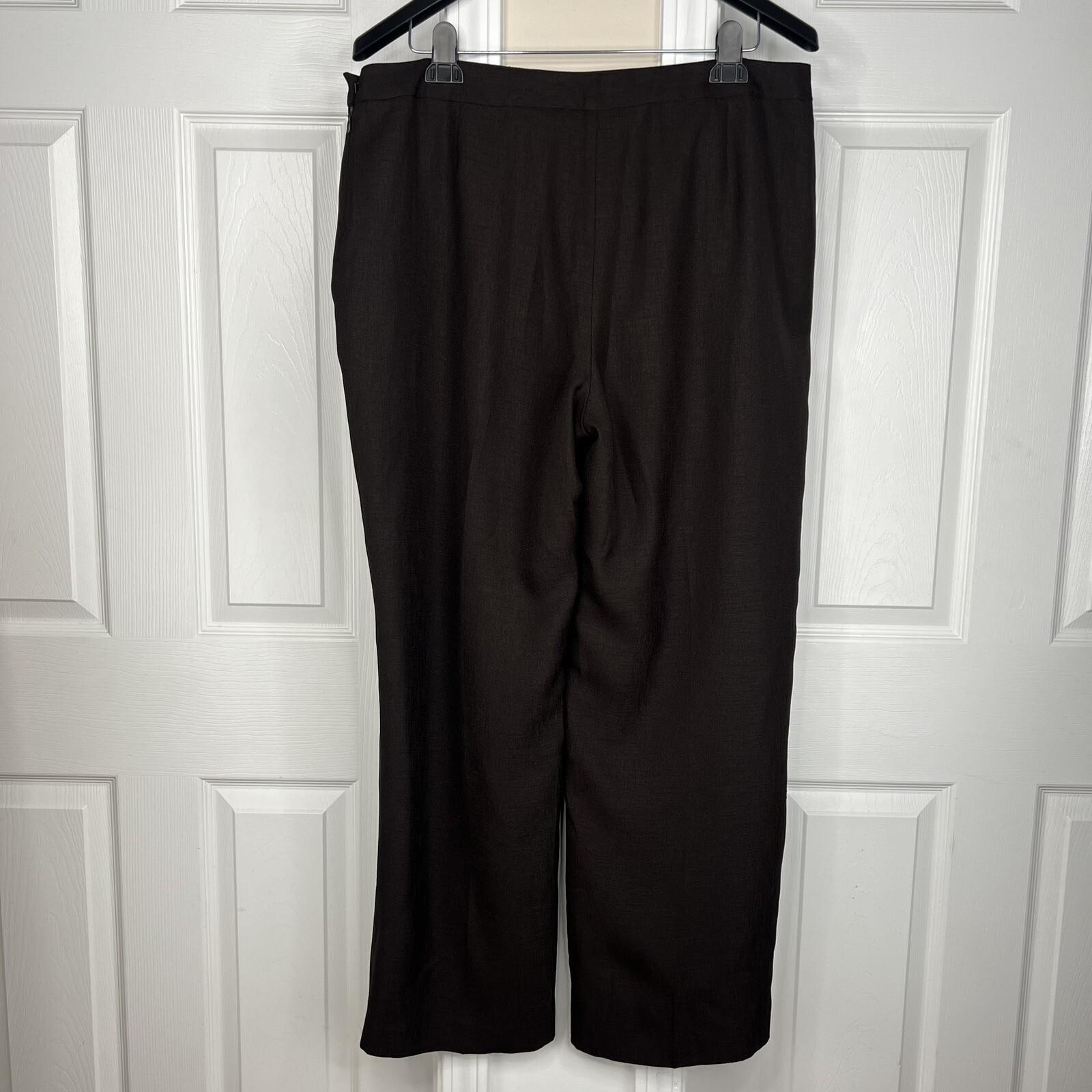 10-8684.jpg Suit Studio Women Polyester Pant Suit Size 18 Green Brown Belted Peak Collar 2PC