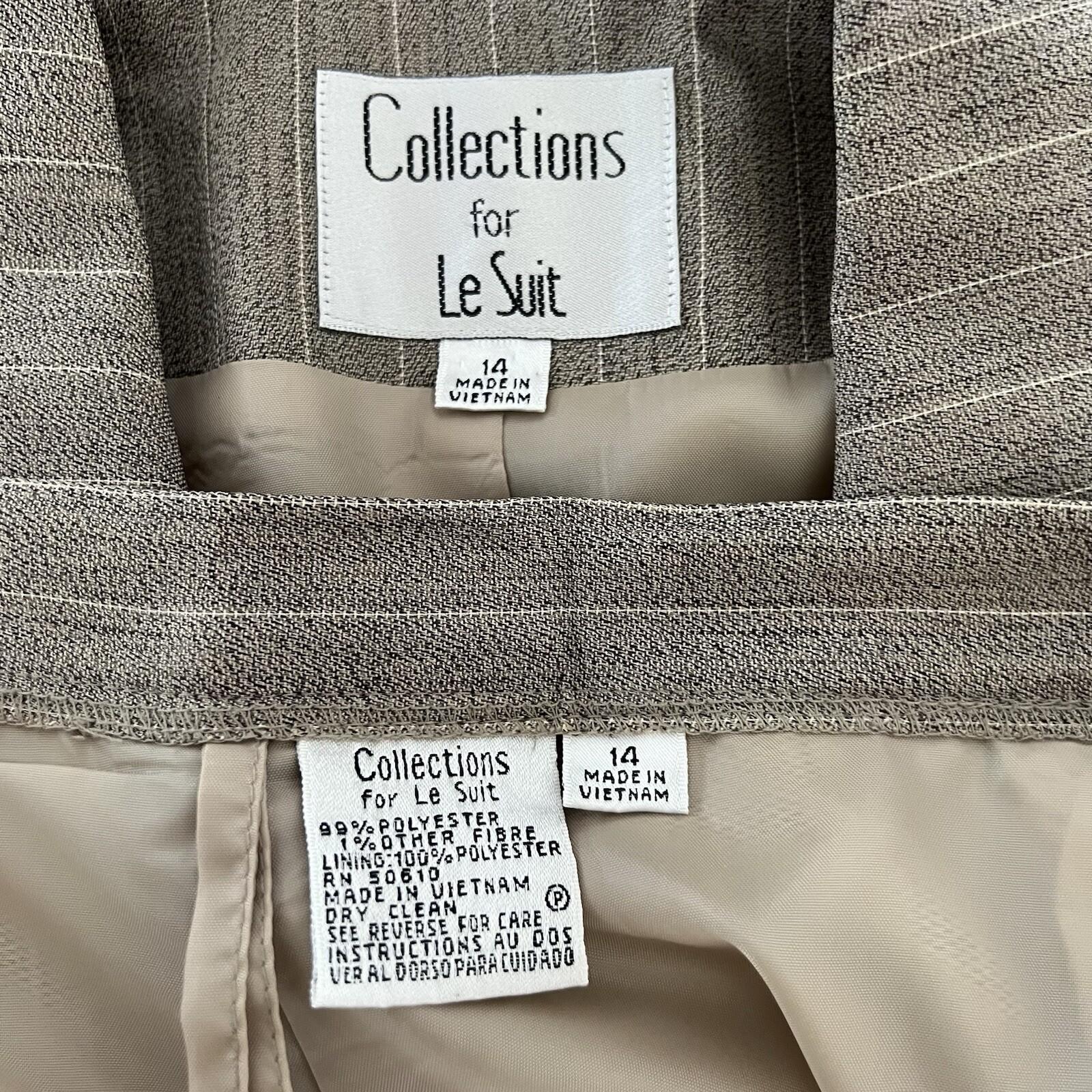 Collections For le Suit Polyester Pant Suit 14 Taupe Striped Peak Collar 2PC