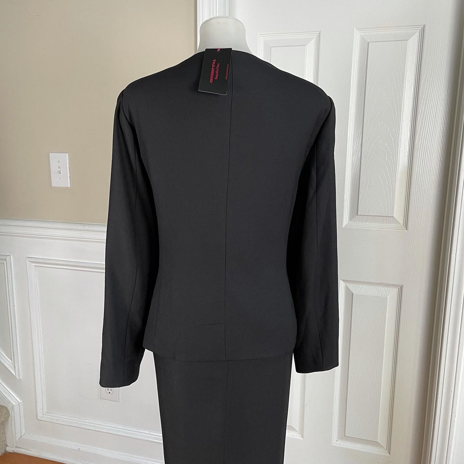 Midnight Velvet Women Polyester Stretch Skirt Suit Size 16W Black Beaded Ruffle