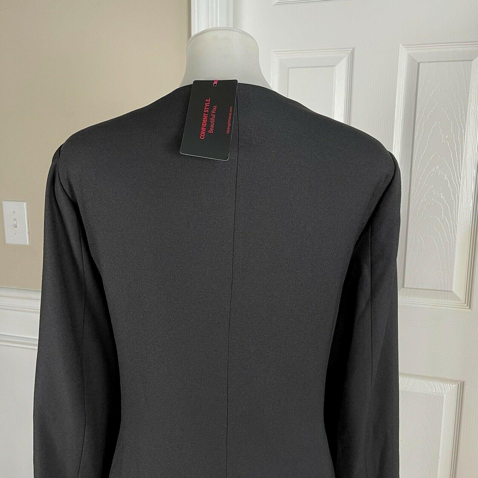 Midnight Velvet Women Polyester Stretch Skirt Suit Size 16W Black Beaded Ruffle