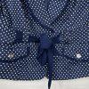 Katherine Women Cotton Spandex Belted Blazer PM Navy Blue Polka Dot Ruffle New