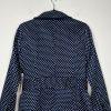 Katherine Women Cotton Spandex Belted Blazer PM Navy Blue Polka Dot Ruffle New