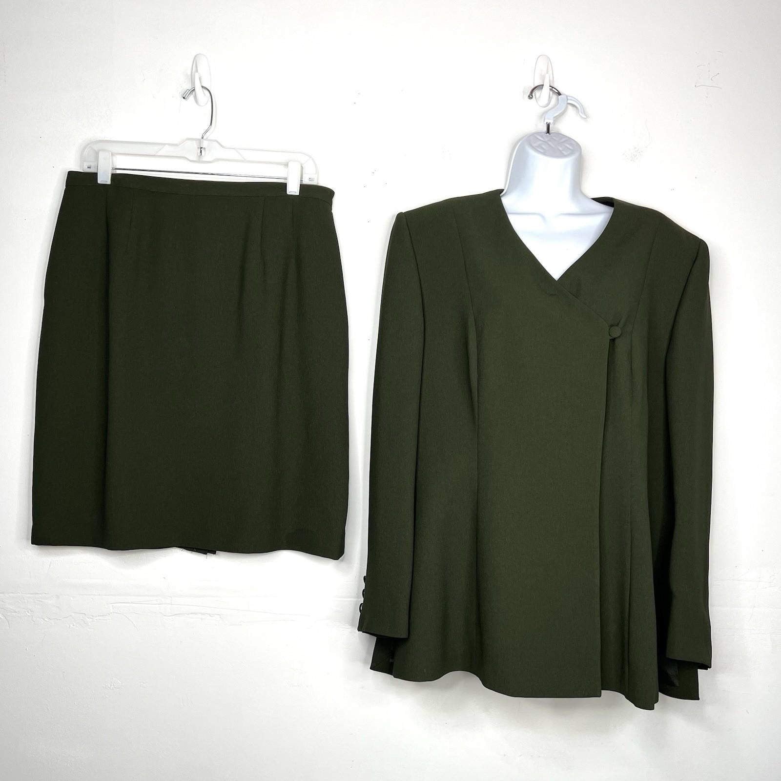 John Meyer Polyester Wrap 2PC Skirt Suit Size 16 Juniper Green Lined Career