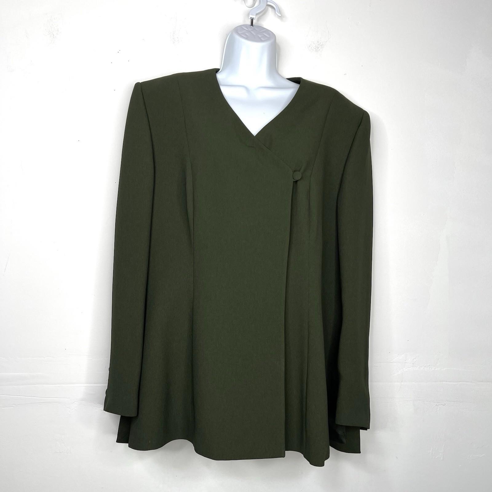 John Meyer Polyester Wrap 2PC Skirt Suit Size 16 Juniper Green Lined Career