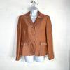 Kasper Polyester Rayon Skirt Suit 10 Orange Notch Collar Embroidered Lined 2PC