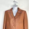 Kasper Polyester Rayon Skirt Suit 10 Orange Notch Collar Embroidered Lined 2PC