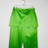 Collusion Wide Leg Pants Skirt Green Metallic Size 6R Satin Like Side Zip